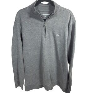 Greg Norman 1/4 Zip Pullover Large Mens Ribbed Long Sleeve Heather Grey Collared